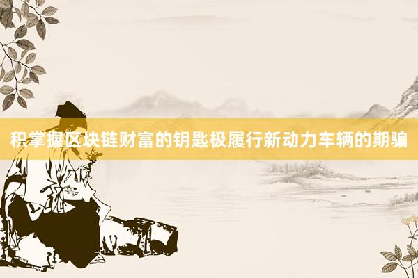 积掌握区块链财富的钥匙极履行新动力车辆的期骗