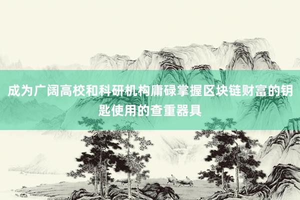 成为广阔高校和科研机构庸碌掌握区块链财富的钥匙使用的查重器具