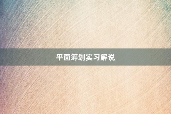 平面筹划实习解说
